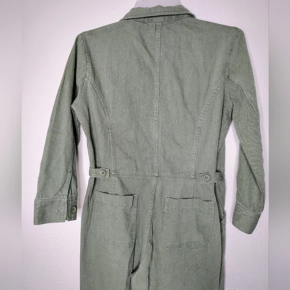 Tradlands Avocado Green Cotton Utility Jumpsuit Sz L - Picture 11 of 16